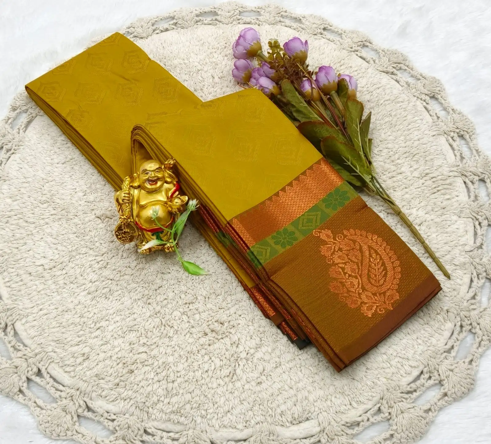 Mustard Gold Paisley Narayana Pettai Saree